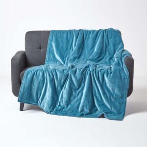 Luxury Soft Cotton Light Blue Velvet Throw Blanket 125 x 150 cm