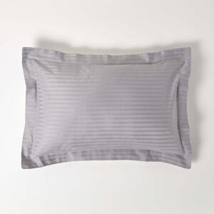 Homescapes Grey Egyptian Cotton Satin Stripe Oxford Pillowcase 330 TC