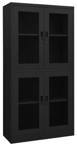Office Cabinet Anthracite 90x40x180 cm Steel and Tempered Glass