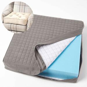 Dark Grey Quilted Cotton Armchair Booster Cushion Cover 50 x 50 cm