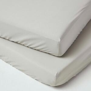 Homescapes Pair of Grey Cotton Cot Mattress Fitted Sheets 200 TC