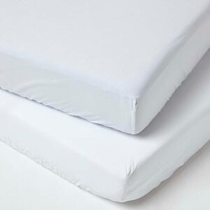 Homescapes Pair of White Cotton Cot Mattress Fitted Sheets 200 TC