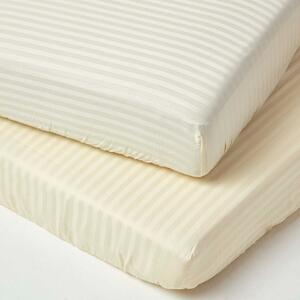 Homescapes Pair of Yellow Cotton Cot Mattress Fitted Sheets 330 TC