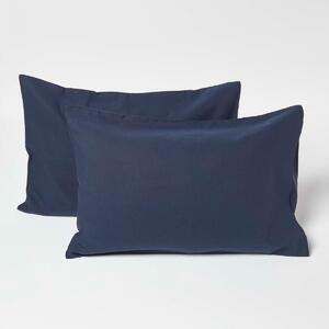 Homescapes Set of 2 Blue Kids Pillowcases Linen & Cotton Blend