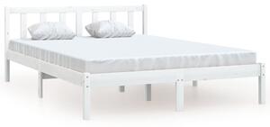 Bed Frame White Solid Wood Pine 120x190 cm Small Double