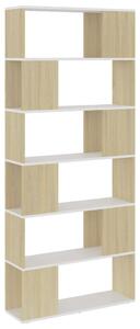 Book Cabinet Room Divider White and Sonoma Oak 80x24x186 cm Engineered Wood