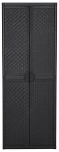 Garden Storage Cabinet Black 65x45x172 cm PP Rattan