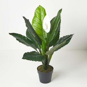 Homescapes Artificial Peace Lily Plant In Pot 90 cm Tall Spathe Flower