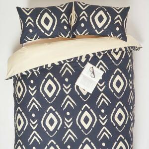 Homescapes Single Black Duvet Cover Set 200 TC Cotton Aztec Print