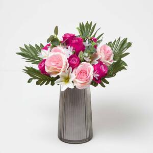 Homescapes Pink Rose & Lily Flower Bouquet