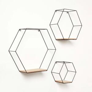 Homescapes Set of 3 Hexagon Floating Shelves