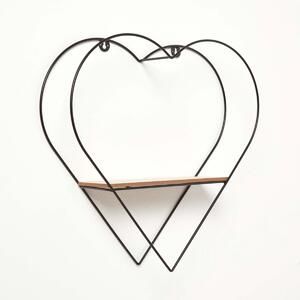 Homescapes Large Heart Shaped Black Wire Floating Shelf