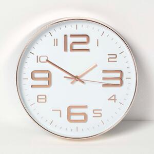 Homescapes White & Copper Wall Clock Modern Kitchen Clock