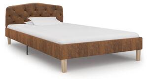 Bed Frame Brown Faux Suede Leather 90x200 cm