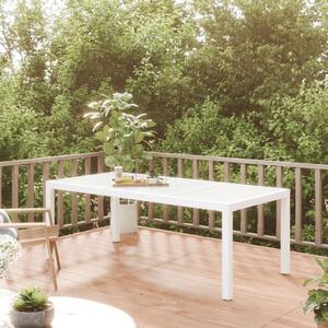 Garden Table White 190x90x75 cm Tempered Glass and Poly Rattan