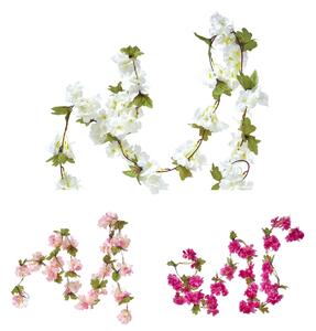 Homescapes Set of 3 Cream & and Pink Blossom Artificial Garland 5 Ft