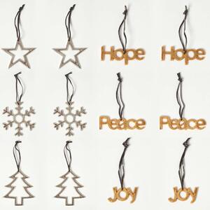 Set of 12 Gold and Silver Christmas Tree Decorations