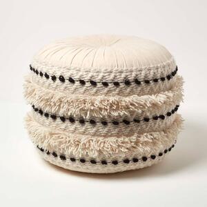 Sahara Boho Macrame Black & White Round Pouffe Footstool 40 cm Tall