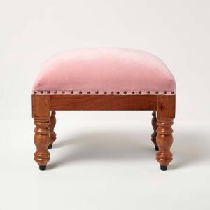 Homescapes Blush Pink Velvet Footstool 50 x 30 cm Ottoman Pouffe