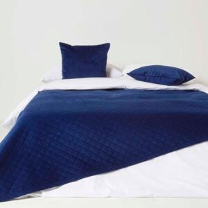 Homescapes Diamond Quilted Navy Velvet Throw Bedspread 150 x 200 cm