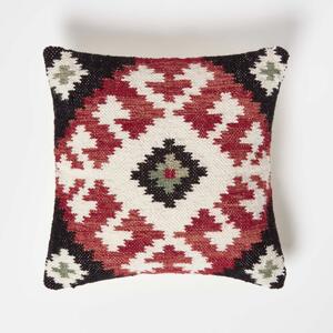 Homescapes Tawa Black Handwoven Kilim Cushion with Cushion Insert