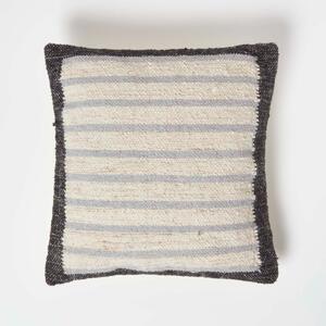 Homescapes Veria Grey Handwoven Grey Kilim Cushion with Cushion Insert