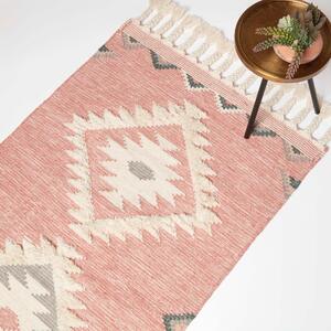 Pink Geometric 90 x 150 cm Pali Handwoven Wool Kilim Rug