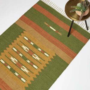 Orange & Green 240 x 300 cm Lundi Handwoven Jute Kilim Rug