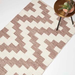 Brown & Cream 90 x 150 cm Handwoven Cotton Kilim Rug