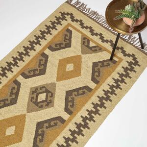 Brown & Gold 120 x 170 cm Ravar Handwoven Jute Kilim Rug