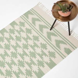 Homescapes Turin 90 x 150 cm Grey & White Handwoven Cotton Kilim Rug