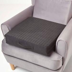 Black Orthopaedic Foam Armchair Booster Cushion Removable Suede Cover