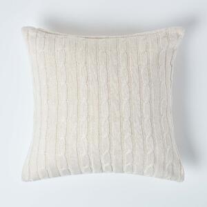 Homescapes Cotton Cable Knit Natural Cushion Cover, 45 x 45 cm