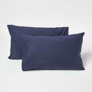 Homescapes Pair of Navy Cotton Kids Pillowcases 40 x 60 cm 200 TC