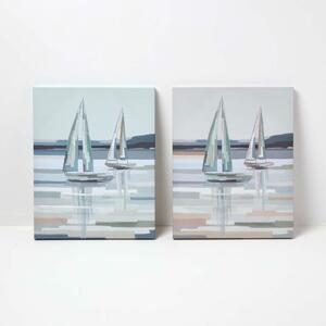 Homescapes Decorative wall art Boats, Design wall decoration Set of 2