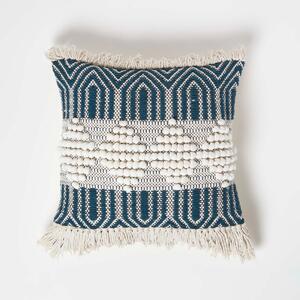 Homescapes Sadi Handwoven Navy Kilim Cushion with Cushion Insert