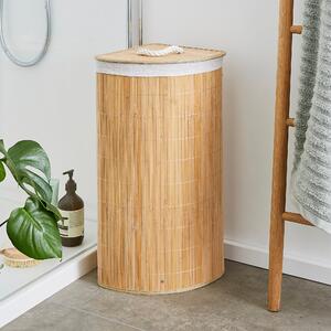 Bamboo Corner Laundry Basket Natural