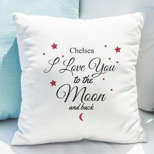 Personalised To The Moon & Back White Cushion White