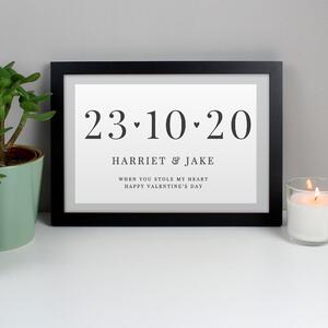 Personalised Special Date Framed Print White