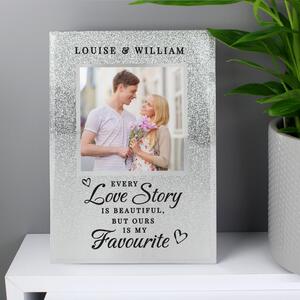 Personalised Every Love Story Is Beautiful Glitter Glass Photo Frame Clear
