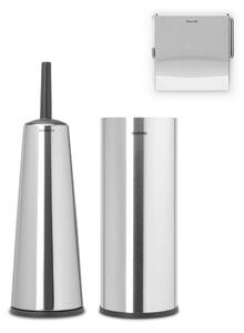 Brabantia Matt Steel Set of 3 Toilet Accessories Silver
