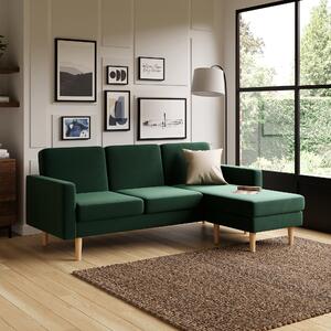 Jacob Velvet Corner Sofa Bed Bottle (Green)