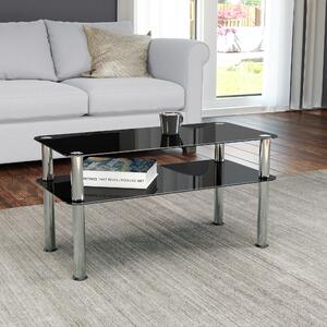 AVF Small Coffee Table, Black Glass with Chrome Legs Black