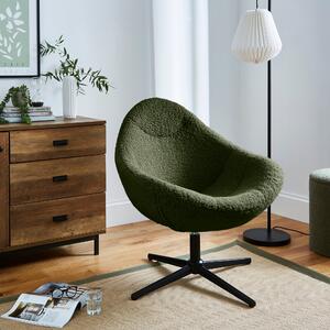 Cocoon Swivel Sherpa Egg Chair Olive (Green)