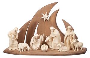 Wooden nativity scene with 11 figures AMBIENTE stable PEMA