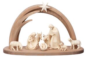 Wooden nativity scene with 10 figures AMBIENTE stable PEMA