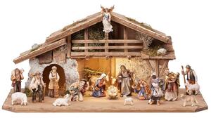 Alpine Mahlknecht Nativity set with light and 19 figures