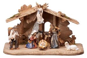 MA Nativity set with Tyrolean stable and 9 figures