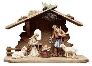 Nativity scene HE with 6 figures and Tyrolean stable for the Holy Family