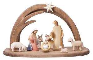 Wooden nativity set Leonardo with stable and 9 figurines